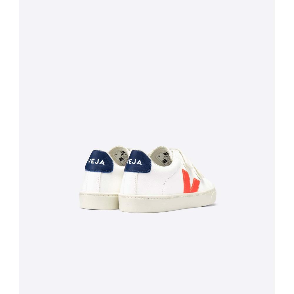 White/Orange/Navy Kids' Veja ESPLAR CHROMEFREE Sneakers | AU 834AHK